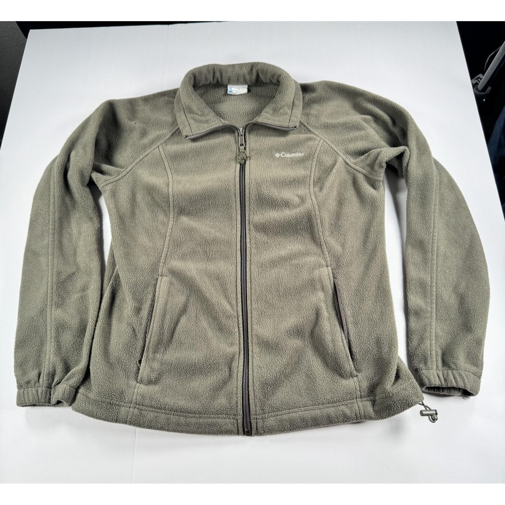 Columbia Jacket Womens Large Gray Fleece Full Zip Outdoors Hiking Warm Cozy